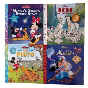Disney Sticker Storybook Minnie Dalmatian Pluto Aladdin 40+ Stickers Lot of 4